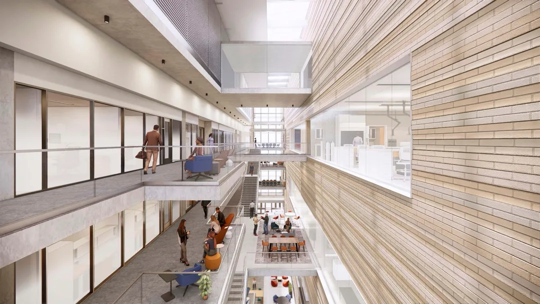 Rendering of the atrium in the USGS building being built on Mines campus