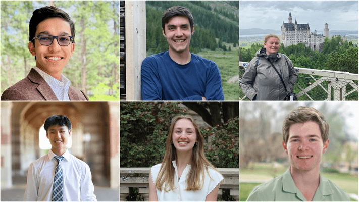 Six headshots of Mines students and alumni who won NSF GRF