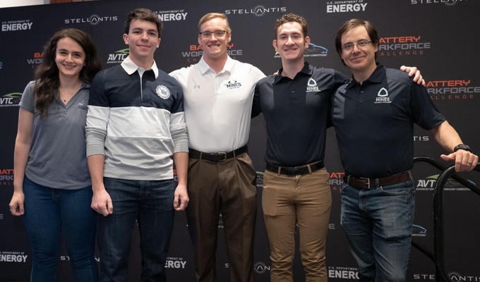 Five members of the Mines team who will design, build, test and integrate an advanced EV battery into a future Stellantis vehicle