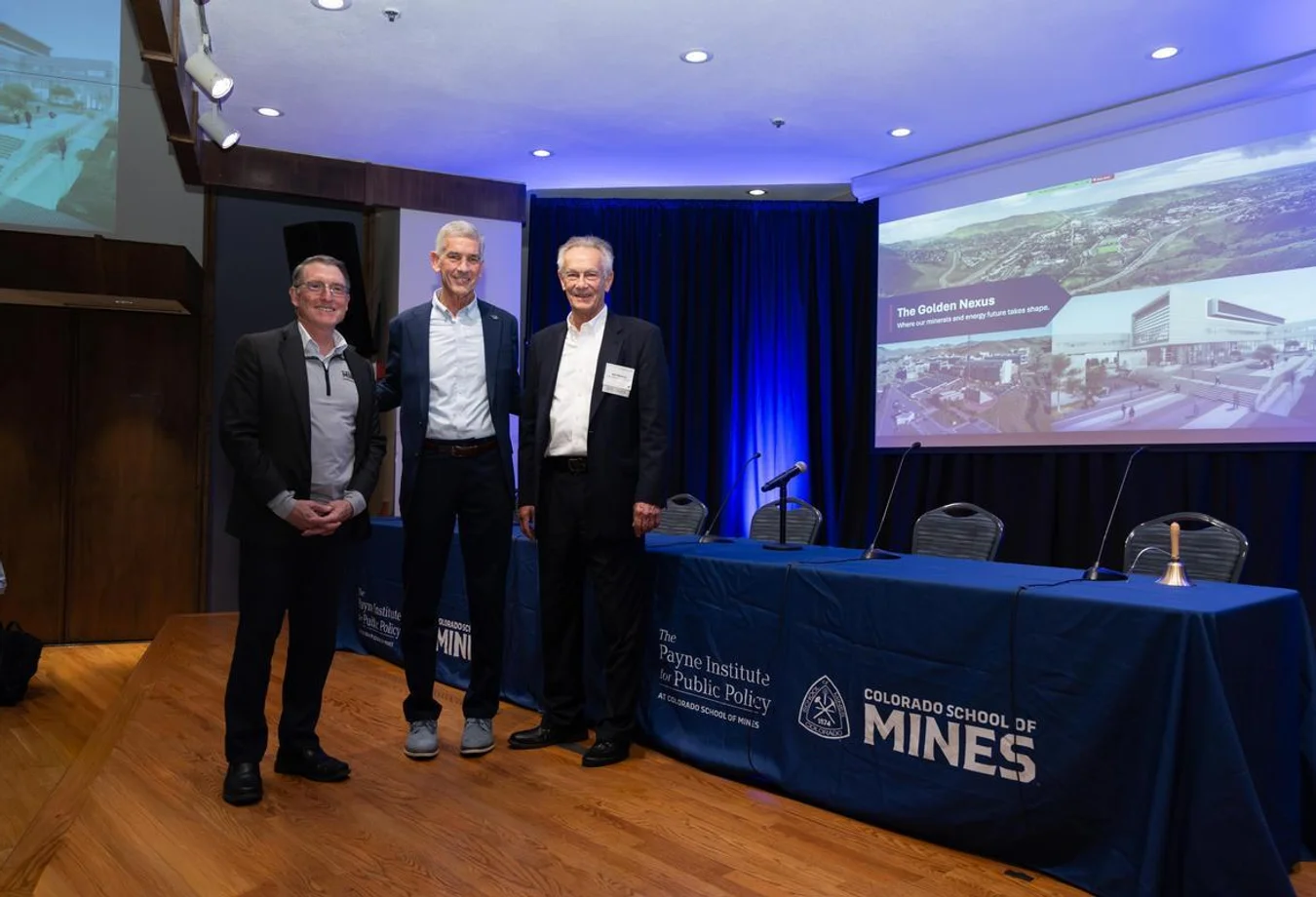 Mines President Paul C Johnson stands with leaders who helped bring together the Golden Nexus of Mines, USGS and NLR.