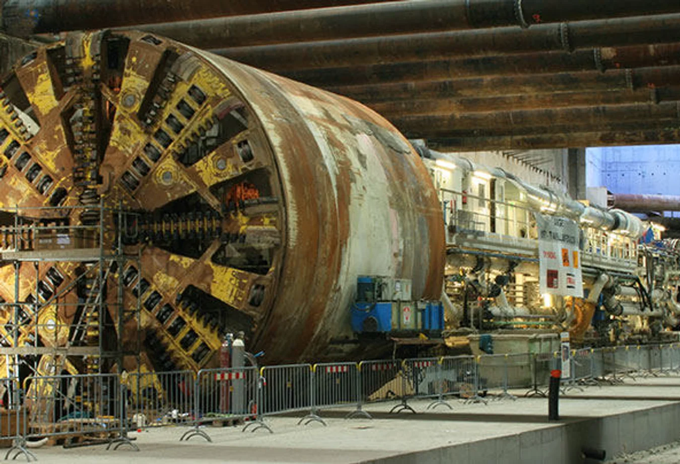 A large machine that is inside of a building.