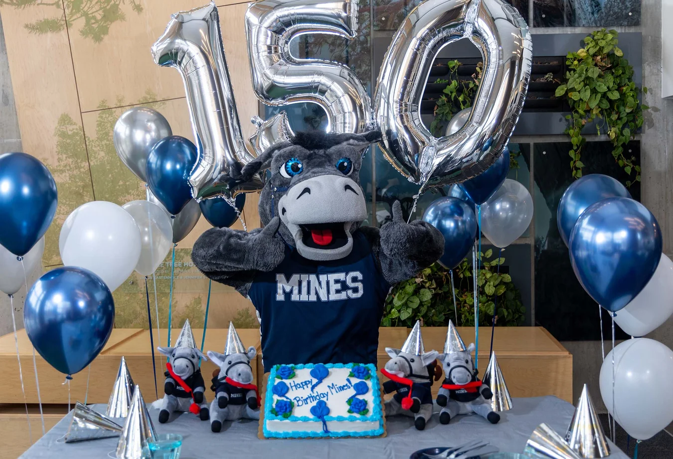 Mines mascot with 