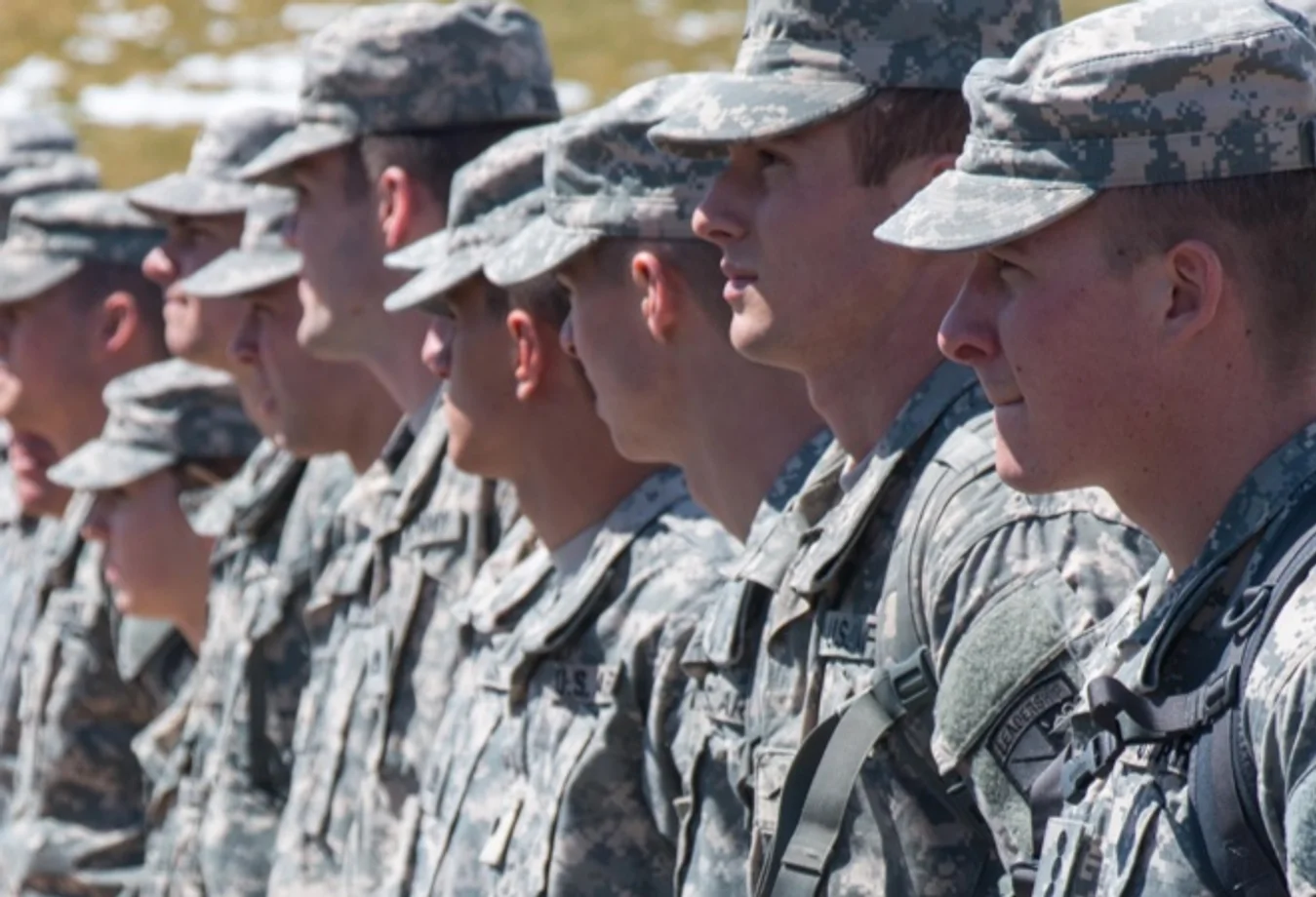 Mines ARMY ROTC Cadets standing at attention.