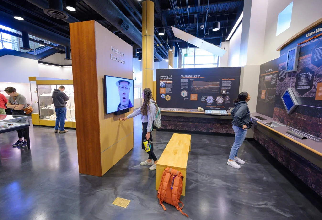 Students exploring the displays within the museum
