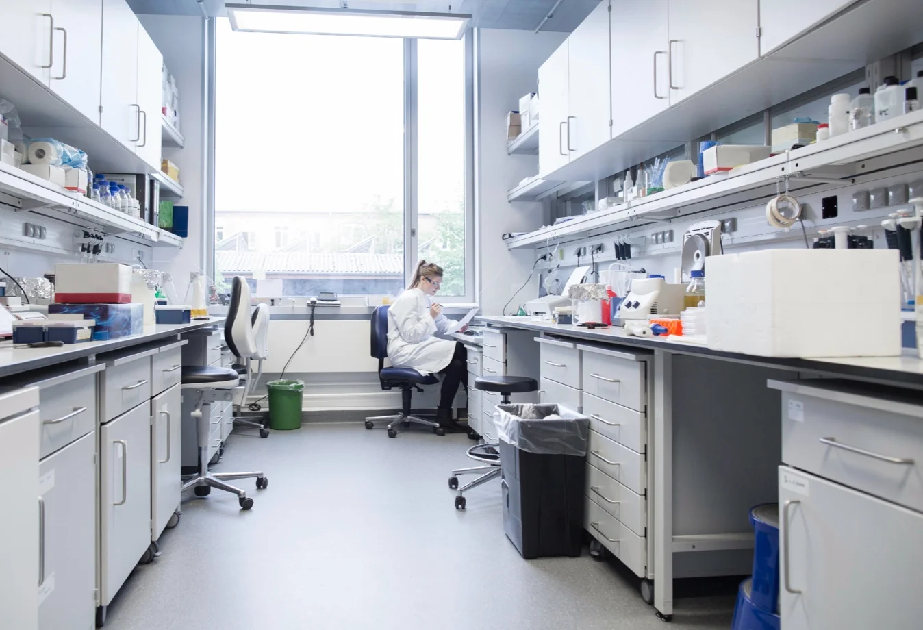 Fully equipped laboratory facility designed for pharmaceutical or biotechnology research