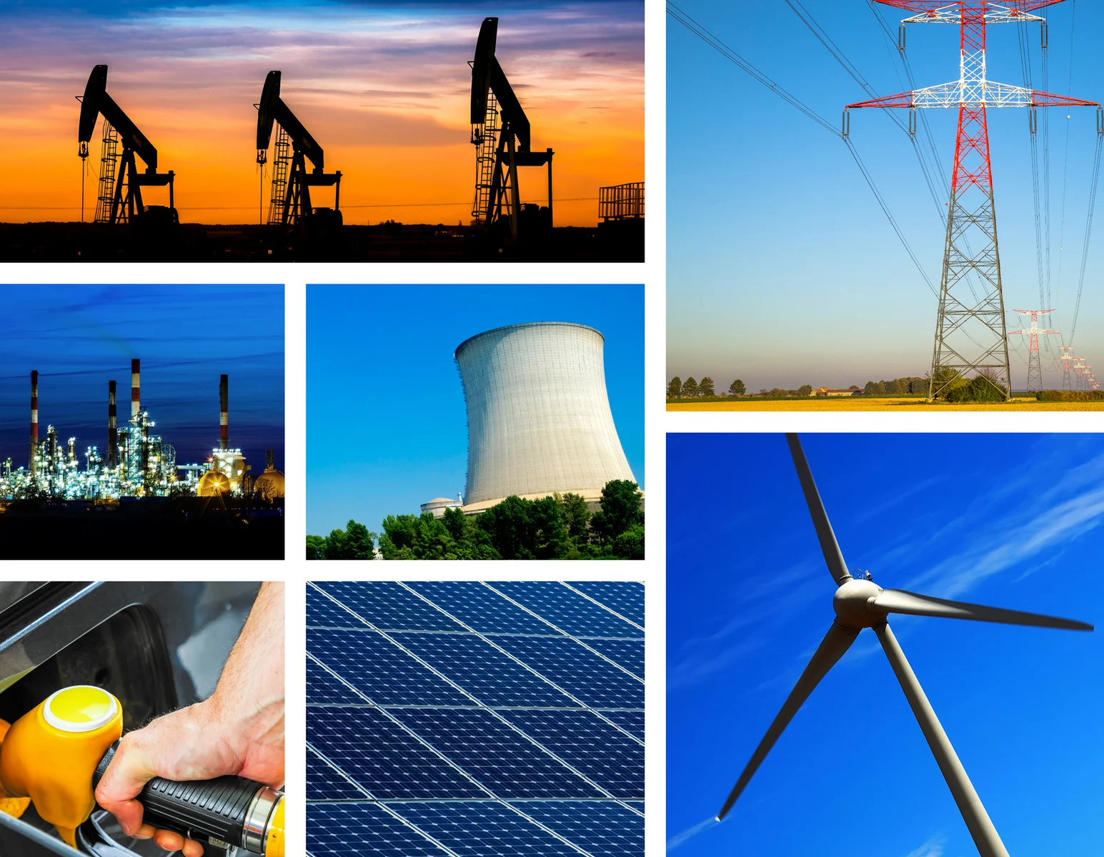 Panoramic collage of Power and energy concepts and products