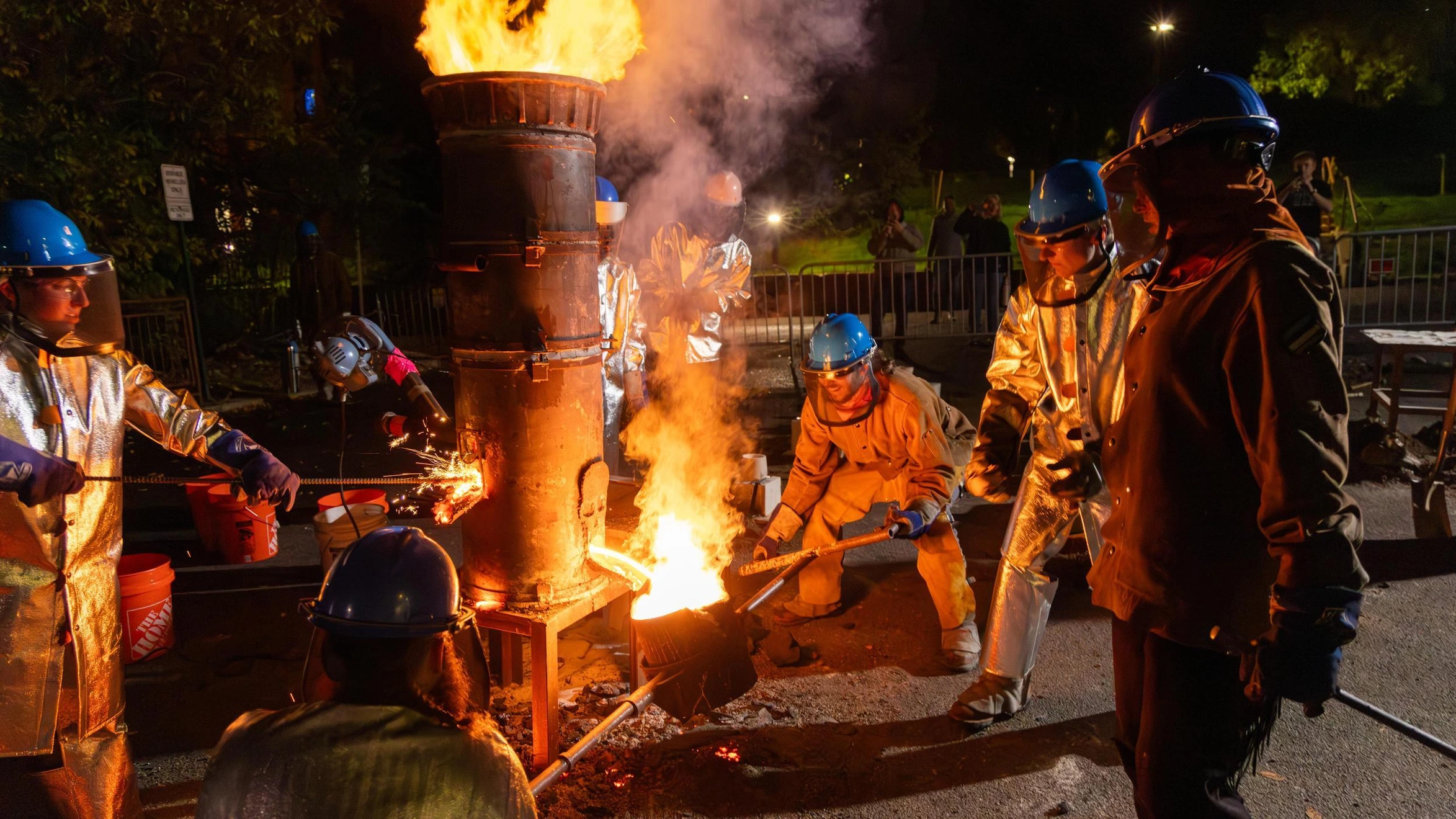 Mines students participate in a hands-on iron pour workshop for the Metallurgical and Materials Science program.