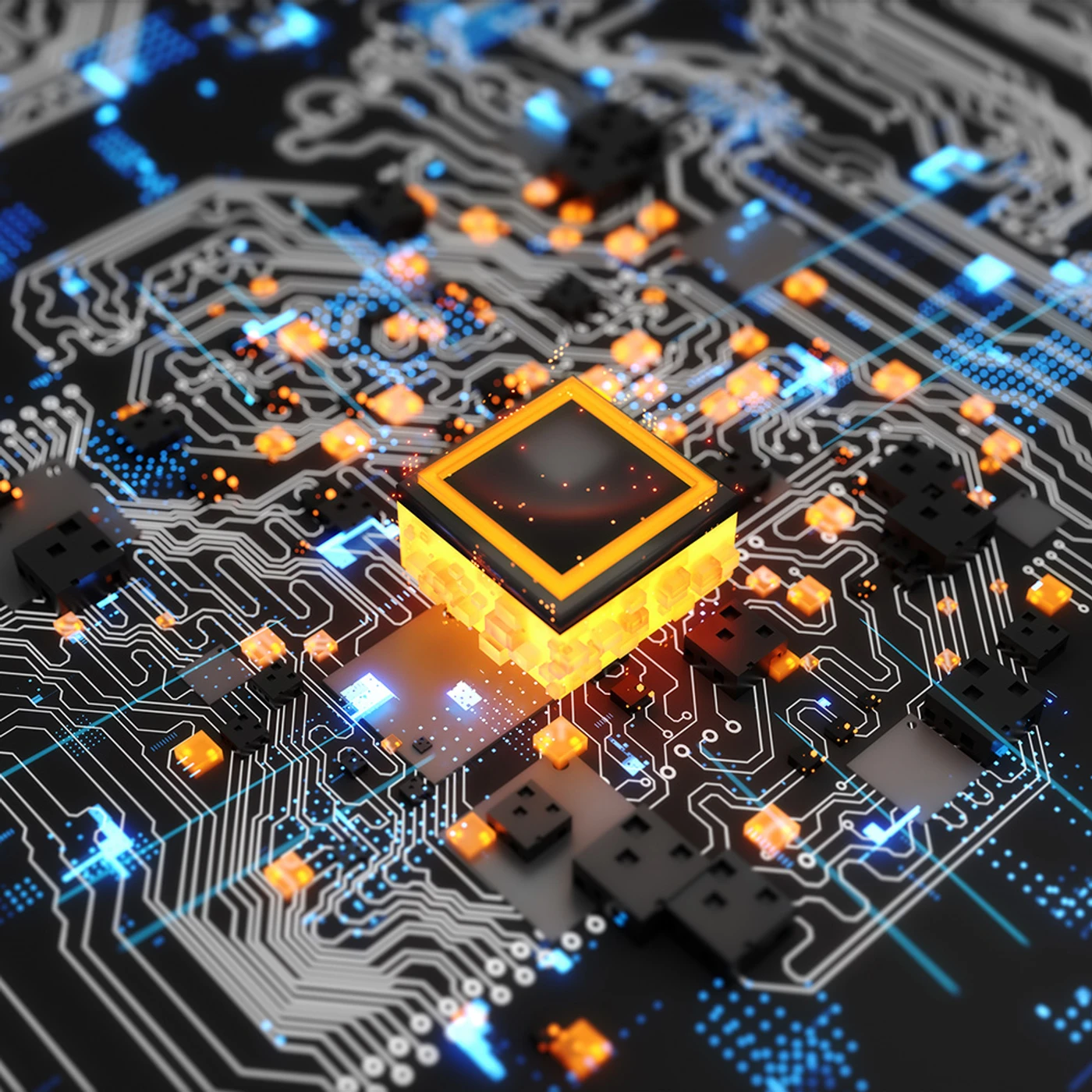 Futuristic high-tech computer Network concept with artificial intelligence