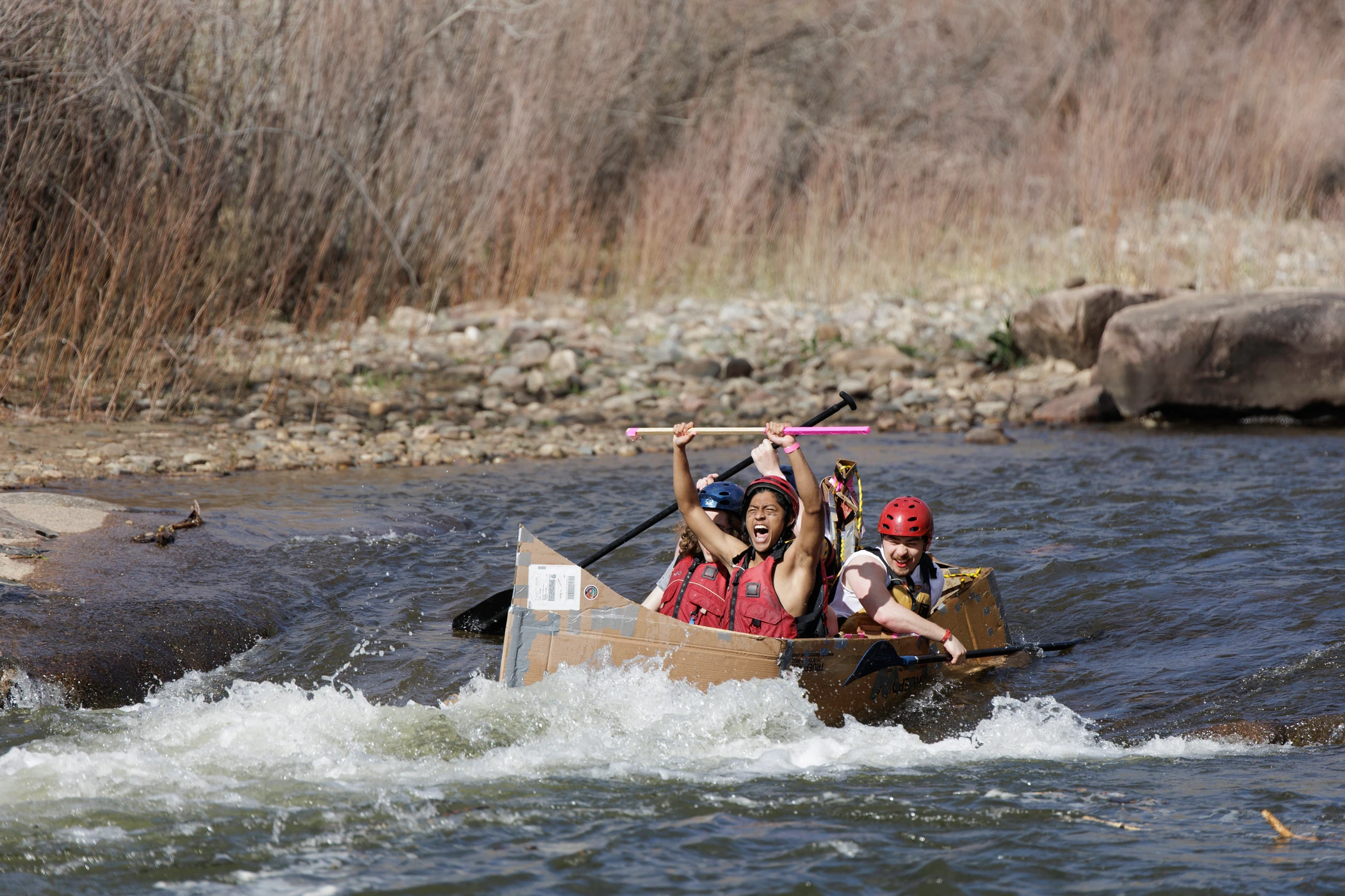 Mines students participating in the E Days boat race