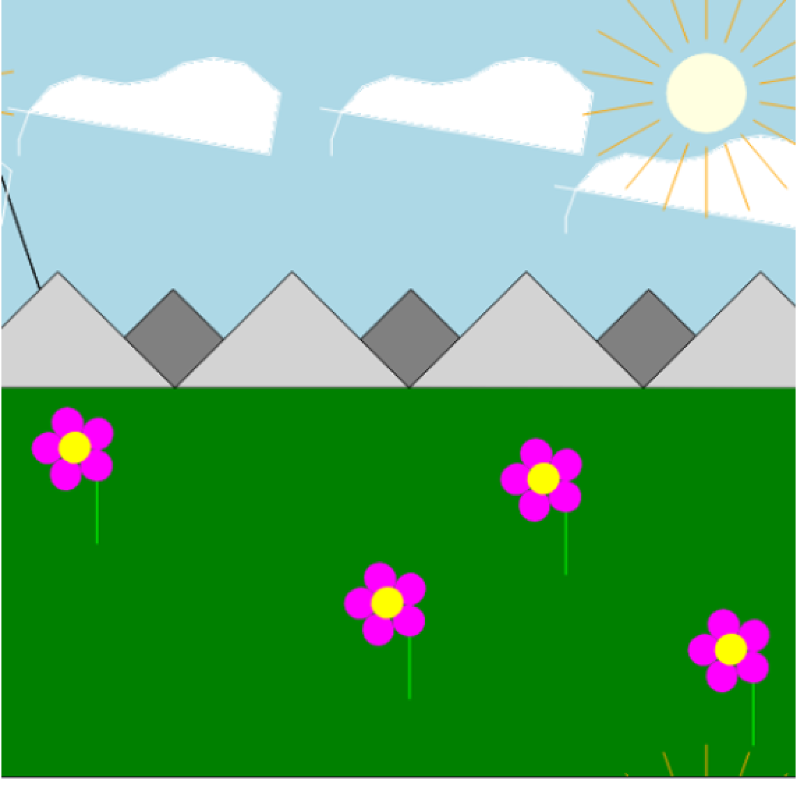 Students chose this mountain scene as the winner of a friendly competition where they used coding language to create landscape drawings.