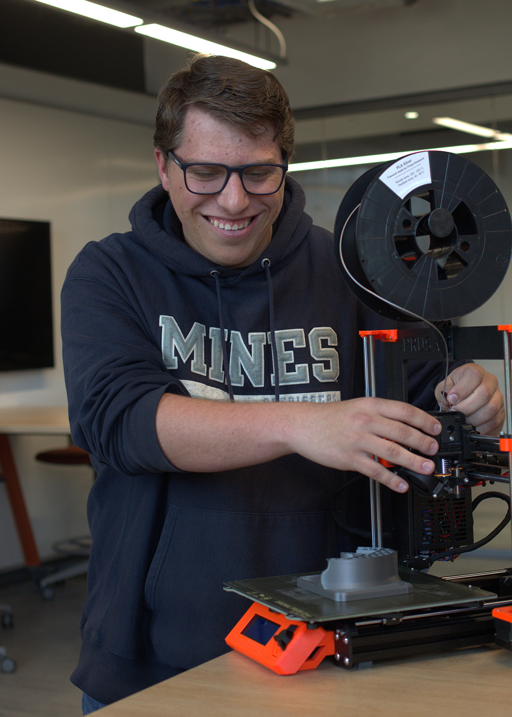 Mines student building in Labriola Innovation Hub