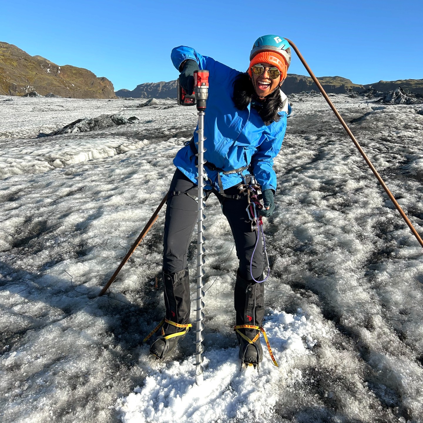 Is Chittumuri holds a drill on an ice field in Iceland