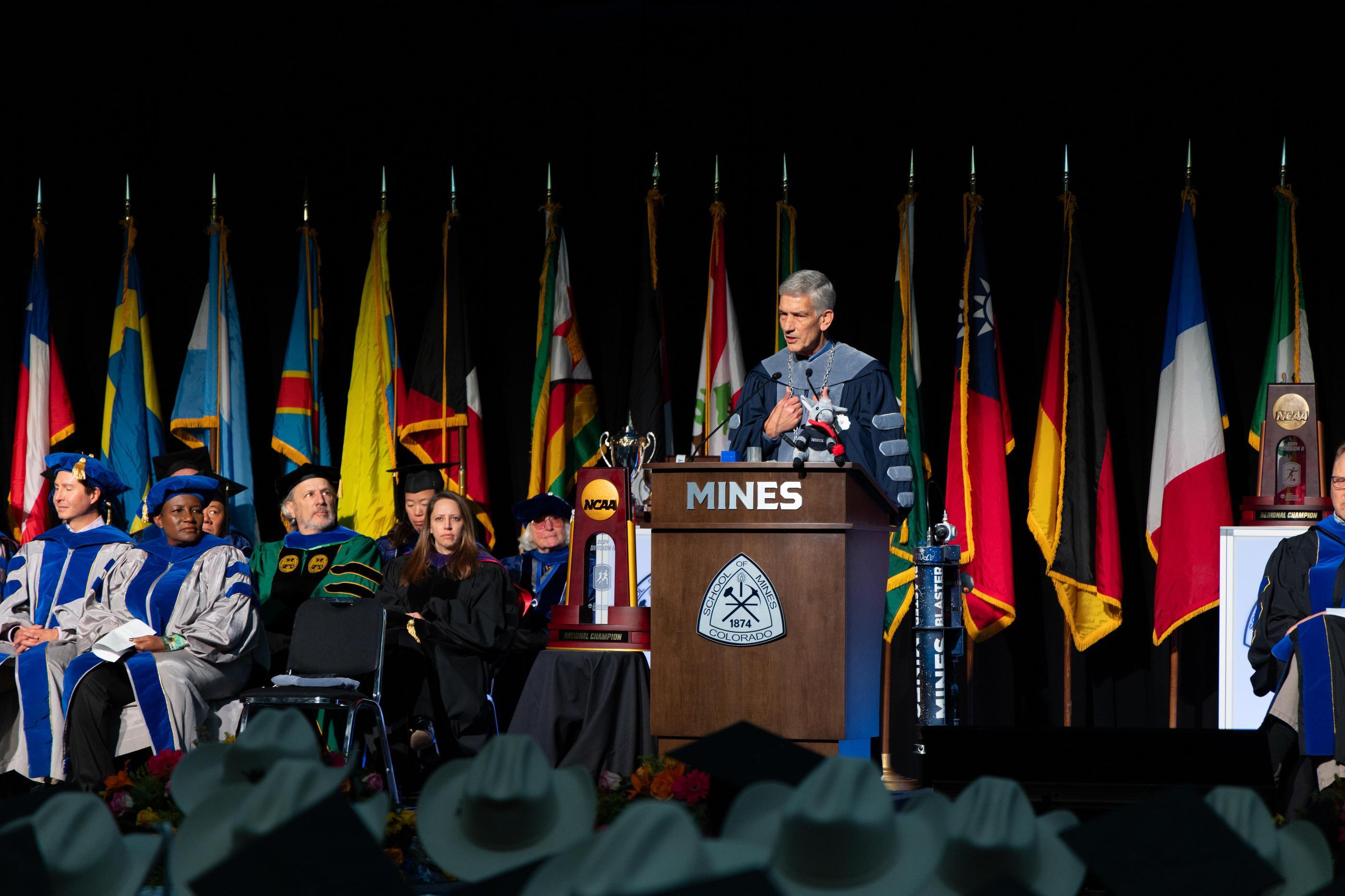 President Paul C. Johnson delivers remarks at the Fall 2024 undergraduate commencement