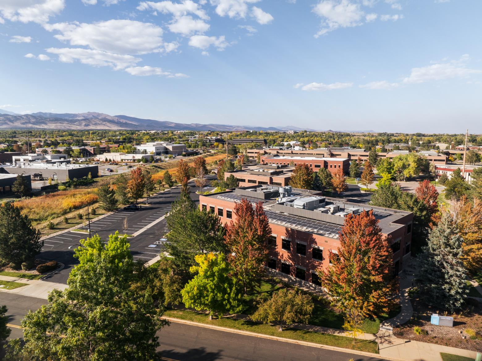 Aerial photo of quantum incubator building in Boulder