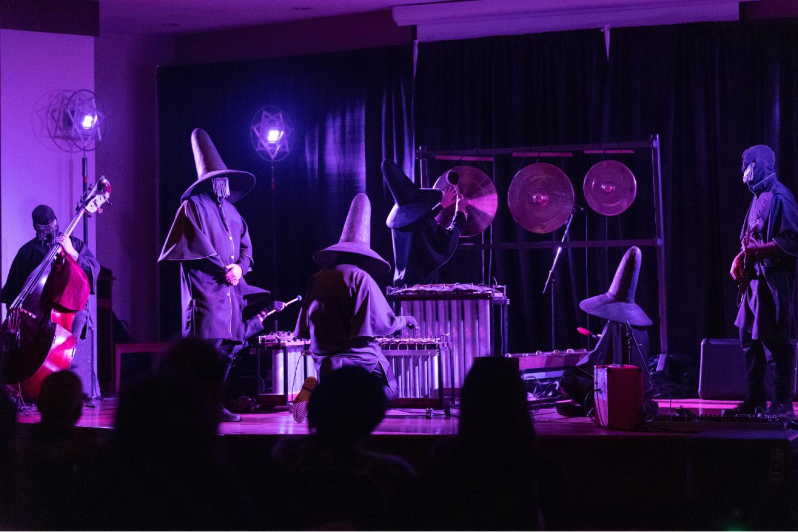 Members of itchy-O performed with the custom instrument created in the Mines Hot Shop