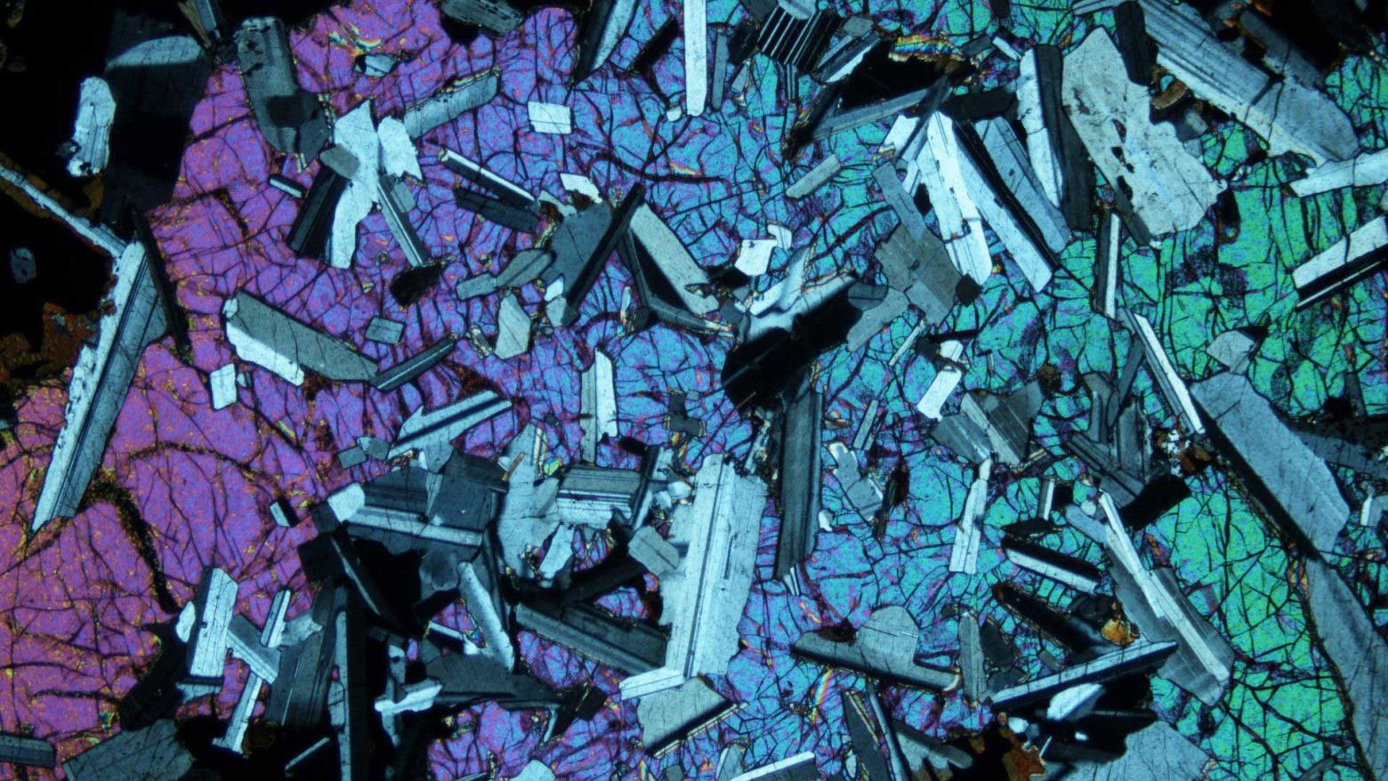 Thin section of mafic rock