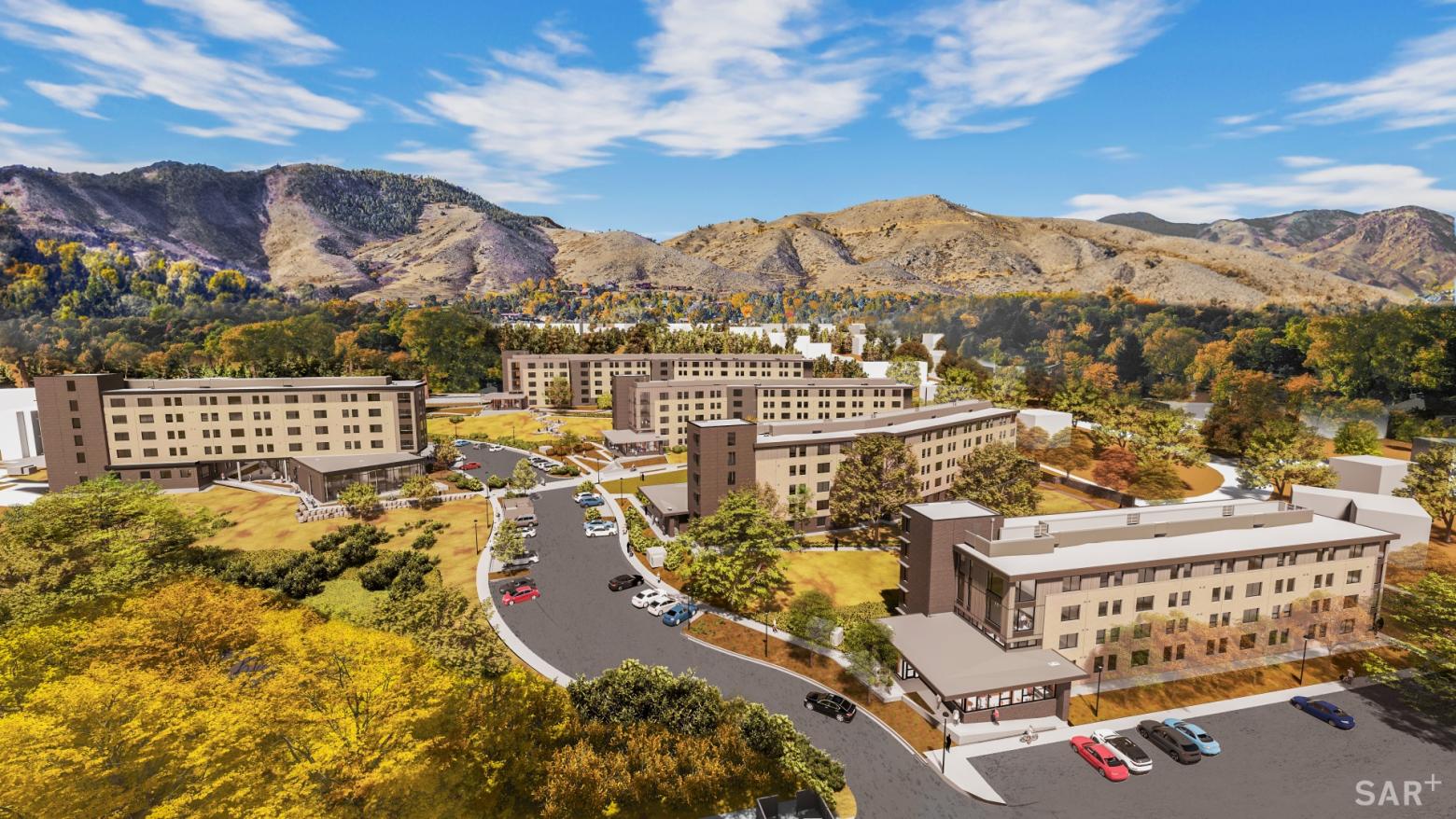 Aerial shot of Colorado School of Mines construction projects on campus