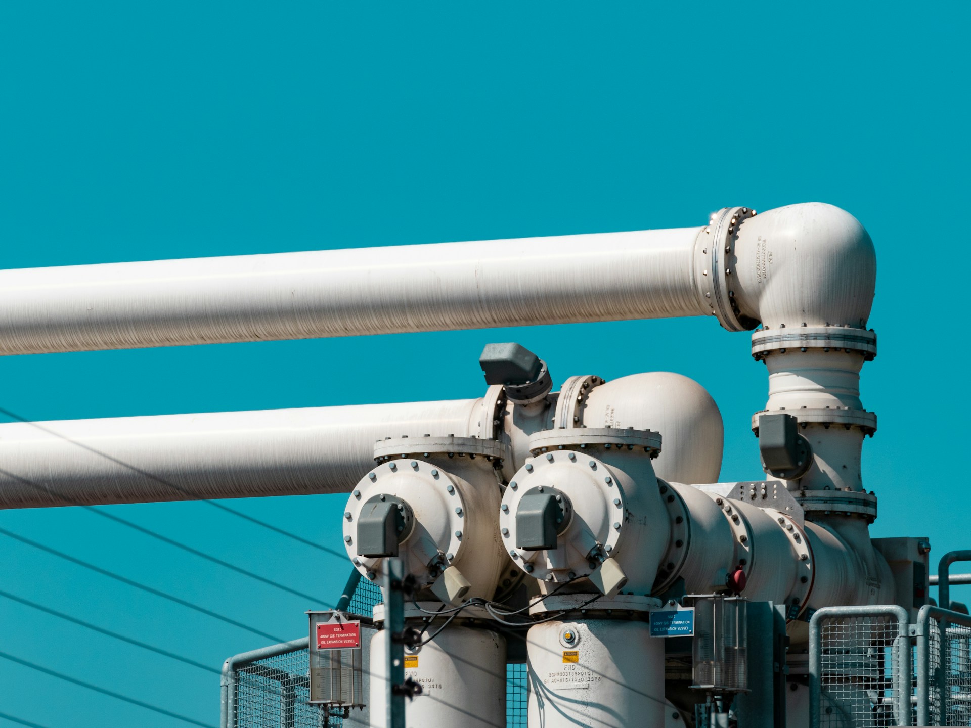 Natural gas pipes used to transport natural gas from its extraction point.