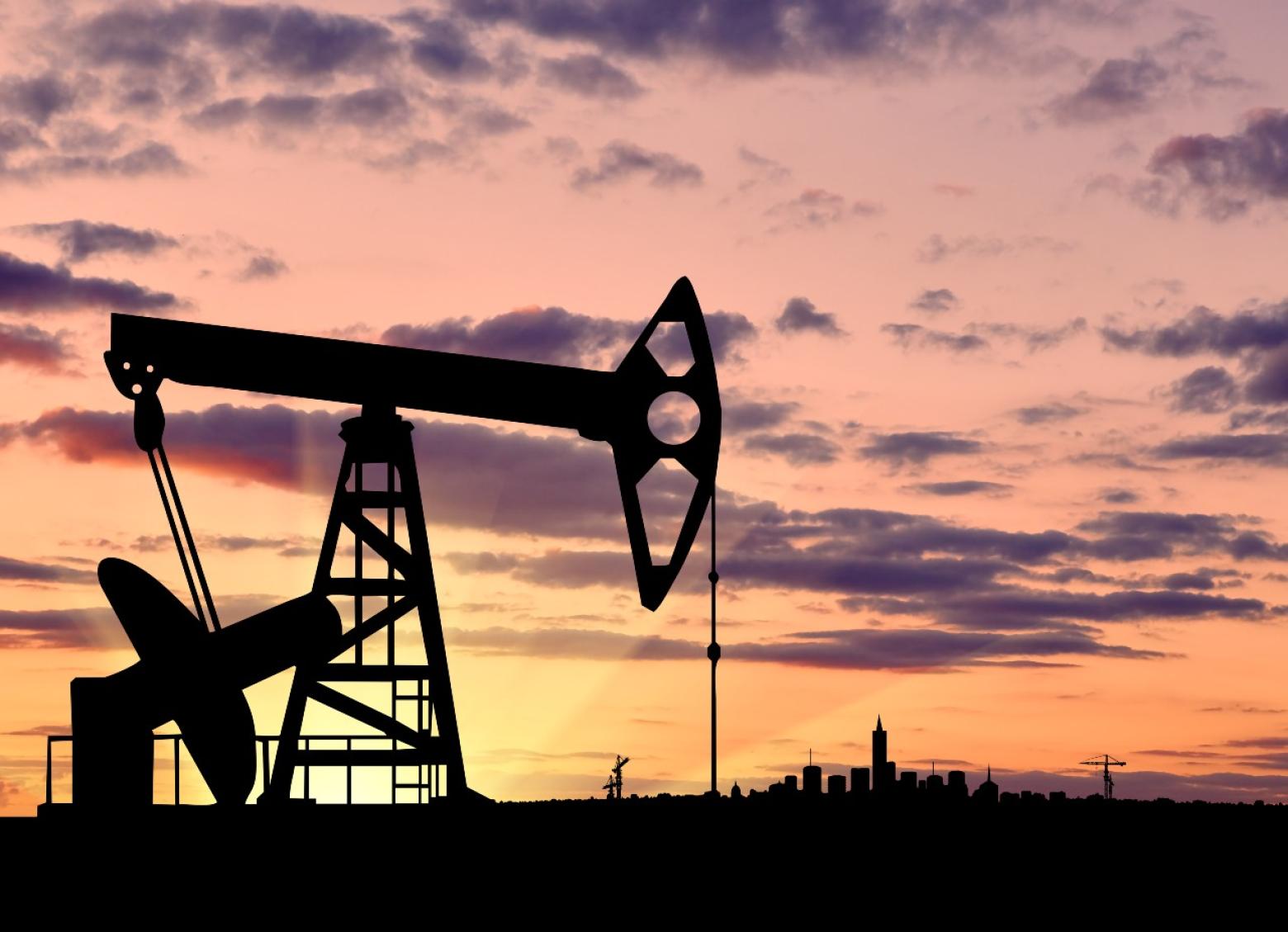 Oil pump at sunset