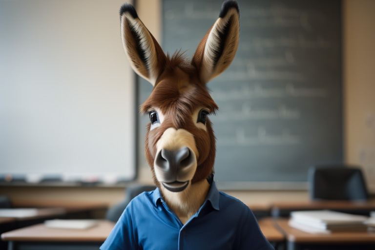 An AI generated image of Blaster the Burro mascot